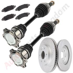 11851752 Apk 2 Cv Axle 4 Brake Pads Discs Rotors For 2008-13 Chevy Silverado 1500