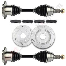 11851756 Apk 2x Cv Axle 4x Brake Pads Discs Rotors For 2000-2006 Gmc Yukon Sle