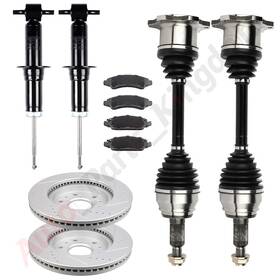 11851759 Apk 2 Cv Axle 4 Brake Pads Discs Rotors Shock Struts For Gmc Sierra