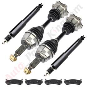 Apk 11851762 2 Cv Axle And 4 Brake Ceramic Pads Shock Struts For 2002-04 Silverado 1500 Wt