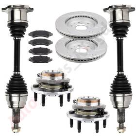 11851767 Apk 2 Front Cv Axle 4 Brake Pads Rotors Wheel Hub Bearing For Gmc Sierra 1500