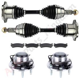 11851768 Apk 2p Cv Axle 4p Brake Pads Wheel Hub Bearing For 99-04 Gmc Sierra 1500 4.3l