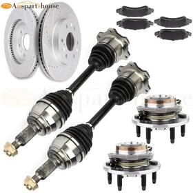 10106143 Auspartshouse Front Cv Axle Brake Pads&rotors Wheel Hub Bearing For Gmc Sierra 1500 Sl 2008-13