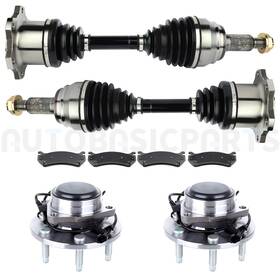 11299235 Autobasicparts For 2000-2006 Chevy Tahoe 8 Pcs Front Brake Pads And Wheel Hub Cv Joint Axle