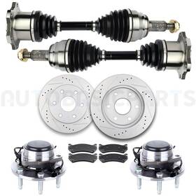 11299237 Autobasicparts For 2000-2006 Chevy Tahoe 10 Pcs Front Brake Pads Rotors And Wheel Hub Cv Axle