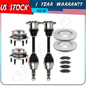 Adp83267801s Autodayplus For Yukon Xl 1500 5.3l 2011-14 Front Cv Axle Brake Pads&rotors Wheel Bearing Hub
