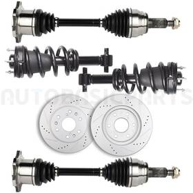 Basic-autoparts 13844602 For 2007-2014 Chevy Tahoe 6 Pcs Front Brake Rotors Struts And Cv Joint Axle