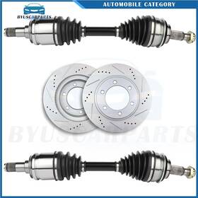 12436924 Byuscarparts 2 Cv Axles And Brake Discs Rotors For 2014-2007 Toyota Fj Cruiser 4.0l Front