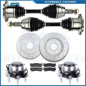 12462739 Byuscarparts For 2002-2005 Escalade 5.3l Front Cv Axle Brake Pads&rotors Wheel Hub Bearing