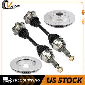 Cv22832636icon68 Cv-icon Front Axle&brake Discs Rotors Set - For Chevy Tahoe 4.8l 5.3l 6.0l 6.2l 07-15