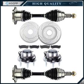 Eccpp E83268101cp Front Cv Axle Brake Pads&rotors Wheel Hub Bearing For Escalade 5.3l 2002-2005