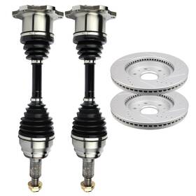 13123291 Goodypartsparts Front 2 Cv Axles Brake Discs Rotors For 1999-2006 Chevrolet Silverado 1500