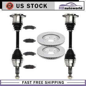Hdautoworld Hd83263701s Cv Axle Brake Pads And Rotors Front Fits 2011-2014 Gmc Yukon Xl 1500 5.3l