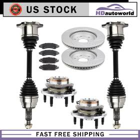 Hd83267801s Hdautoworld Cv Axle Brake Pads&rotors Wheel Bearing Hub Front Fits 08-13 Gmc Sierra 1500
