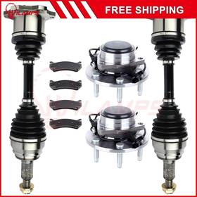 12474394 Hilamps Front Cv Axles Brake Pads Wheel Hub Bearing For Chevy Suburban 1500 2000-2006