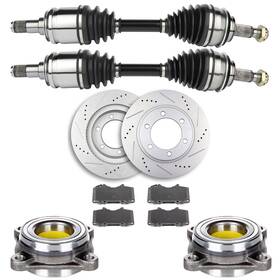 Ljt832675s01 Lujuntec For 4runner 4.0l 4.7l 2003-09 Front Cv Axle Brake Pads&rotors Wheel Bearing Hub