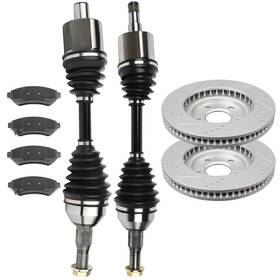 13184090 Pickoor Front Cv Axle Brake Pads And Discs Rotors For Chevrolet Monte Carlo 3.4l 2000-2005