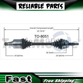 Aceszfz20250917-1841 Trakmotive Cv Half Shaft Axle Front Driver Left Side Fits 2002 2003 2004 2005 Toyota Camry
