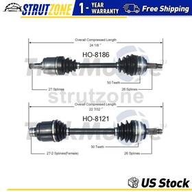 Stsu250108086137 Trakmotive 2 Front Cv Joints Axle Shaft Fits Honda Civic 2.0l 1.7l