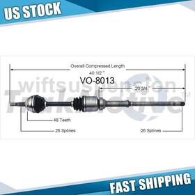 Swfsp241122194652 Trakmotive 1pc Front Right Cv Axle Shaft For Volvo V70 1998-1998
