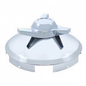 11125 United Pacific Axle Hub Cap Front 5 Even Notched Chrome With 3 Bar