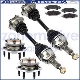12759642 Zonemotive Fits Gmc Sierra 1500 4.3l 2008-13 Front Cv Axle Brake Pads Wheel Hub Bearing