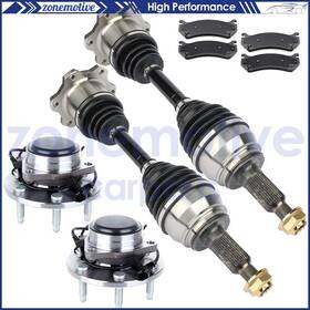 12759643 Zonemotive Front Cv Axle Brake Pads Wheel Hub Bearing Fits 1999-2004 Gmc Sierra 1500 4.3l