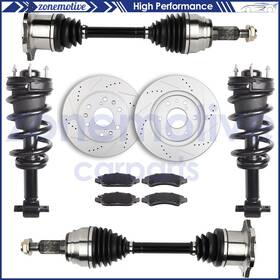 12759771 Zonemotive For 2011-14 Chevrolet Tahoe 5.3l Front Cv Axle Complete Struts Brake Pads&rotors