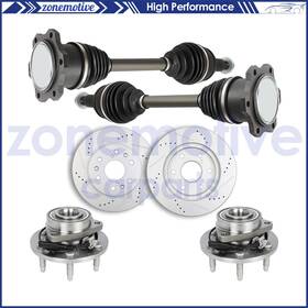 Zonemotive 12759781 For 2007-13 Gmc Sierra 1500 4.3l Front Cv Axle Brake Rotors Wheel Hub Bearing