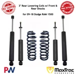 Maxtrac 3" Rear Lowering Coils W/ Front & Shocks For 2009-18 Dodge Ram 1500. Fixed Price $456.56.