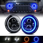 Xprite Pair 7" Round Led Headlight Blue/amber Halo For Jeep Wrangler Jk Lj Cj Tj. Fixed Price $109.99.