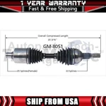 Trakmotive Front Left Cv Axle Shaft Fits 1992-1996 Chevrolet Lumina Apv. Fixed Price $118.35.