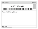 Genuine Bmw Repair Kit Bellows, Exterior 31-60-7-606-091 New. Fixed Price $78.29.