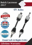 New Oe Front Cv Axles For 2017 Buick Lacrosse 3.6L Lifetime Warranty. Fixed Price $321.00.