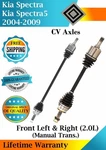 New Oe Front Cv Axles For 2004-2009 Kia SPECTRA/SPECTRA5 2.0L Manual Lifetime W.. Fixed Price $223.26.