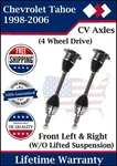 Cardone Oem Front Cv Axles For 1998-2006 Chevy Tahoe 4WD Lifetime Out Of Stock. Fixed Price $260.08.