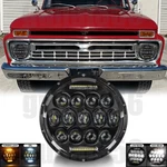 Ford F-100 250 F-350 Pickup 1953-1977 Round 7'' Inch Led Headlight Halo Drl. Fixed Price $29.88.