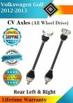 New Oe Rear Cv Axles For 2012-2013 Volkswagen Golf 4X4 Lifetime Warranty. Fixed Price $301.49.