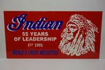 Indian Motorcycle Iconic 55 Years Est 1901 Sign. Large 36" X 18". Very Colorful!. Fixed Price $375.00.