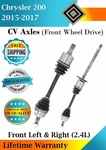 Front Left & Right Cv Axle For 2015-2017 Chrysler 200 2.4L 2WD Lifetime Warranty. Fixed Price $380.61.