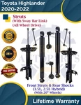 Front Strut & Rear Shock W/sway Bar Links For 2020-2022 Toyota Highlander 4X4. Fixed Price $360.21.