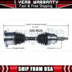 Front Driver Cv Axle Joint Shaft Fits 2000 2001 2002 2003 2004 Gmc Yukon 2500. Fixed Price $145.28.